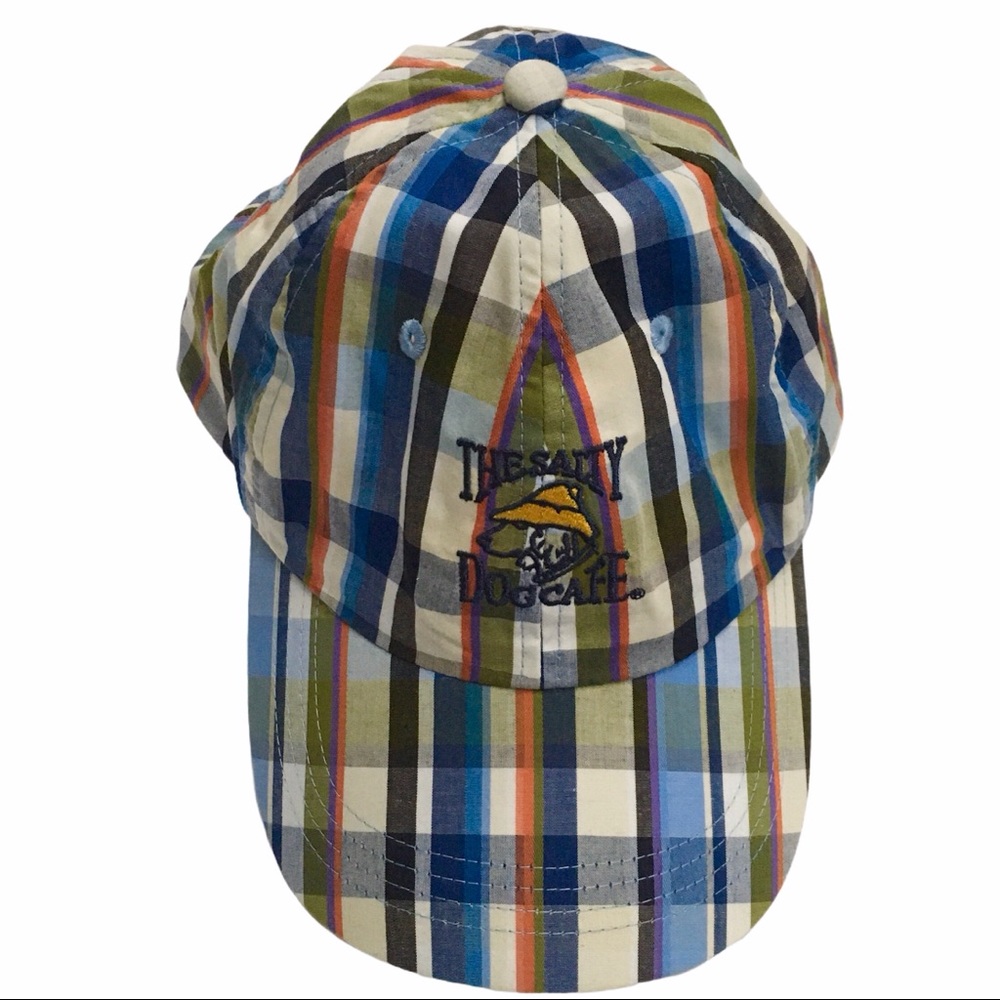 The Salty Dog Cafe Plaid Baseball Cap Hilton Head SC Adjustable from Ahead